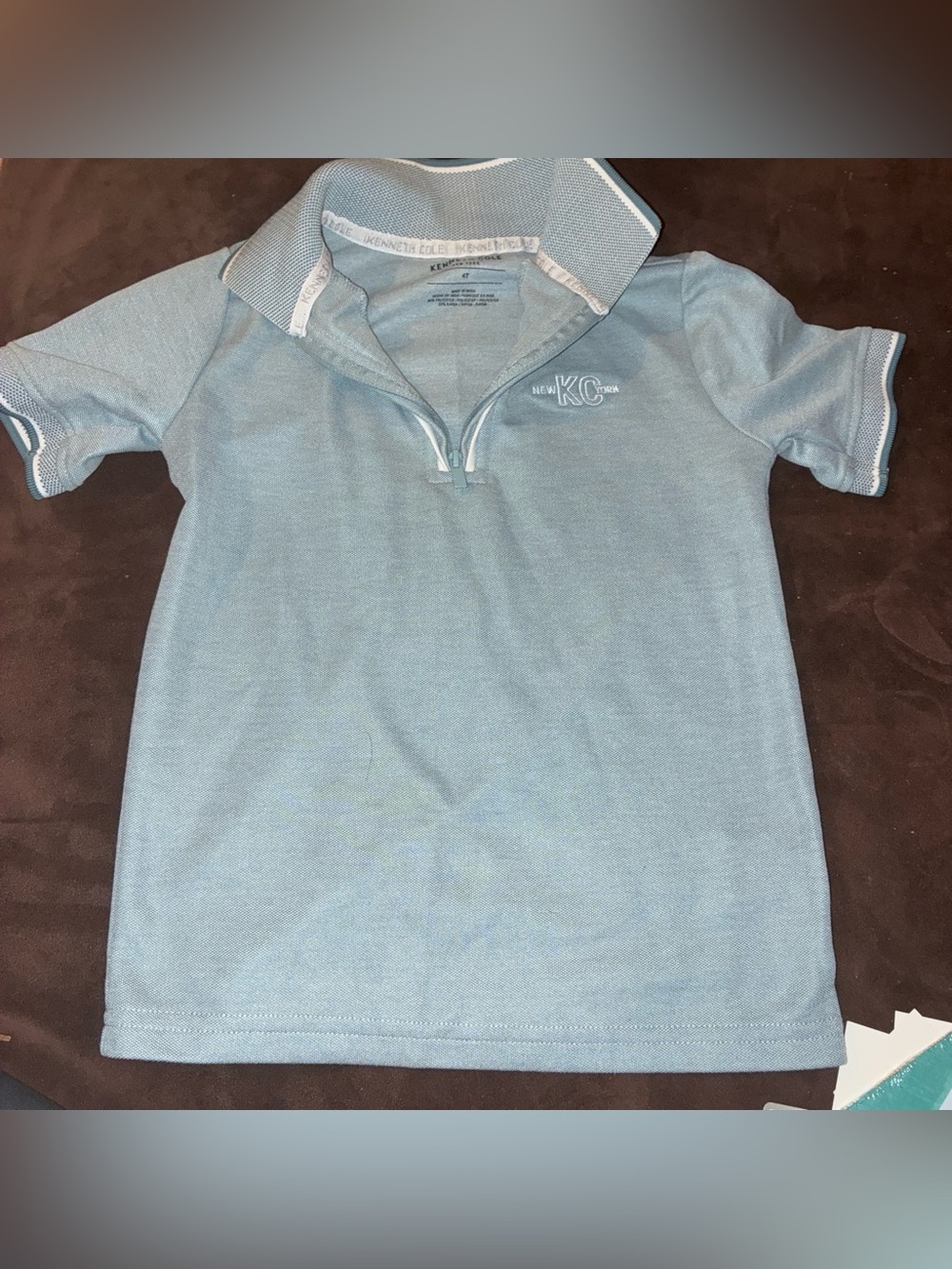 Kenneth Cole Reaction Boys Sky Blue Zip Polo